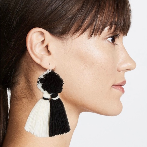 MISA Los Angeles Red and Off-White Yarn Earrings - Picture 3 of 7